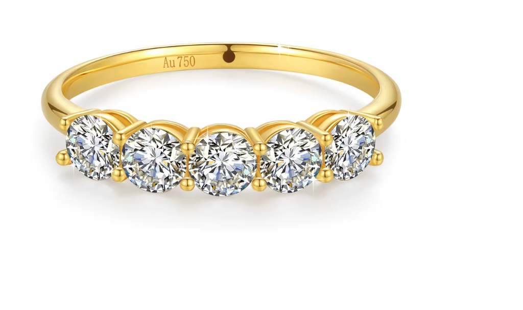 Anillo de Oro 18K con Moissanitas Naturales - AU750 Certificado | Joyería Premium