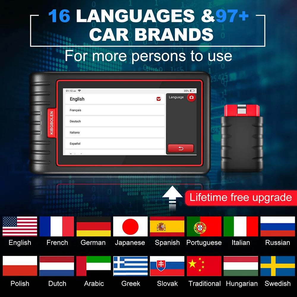 Kingbolen S6 Escáner OBD2 Profesional | Diagnóstico Completo | 28 Funciones | Actualización Lifetime | Compatible Todos los Vehículos
