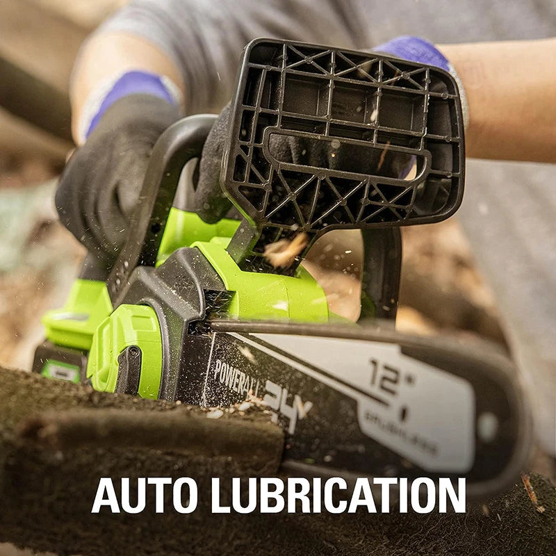 Motosierra Eléctrica Greenworks 24V 12" Sin Cable - Batería Incluida | Ideal Jardín y Poda