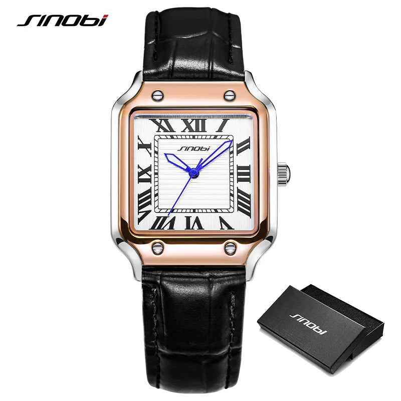 SINOBI Reloj Cuadrado Estilo Santos Premium Cuarzo Acero Inoxidable Hombre