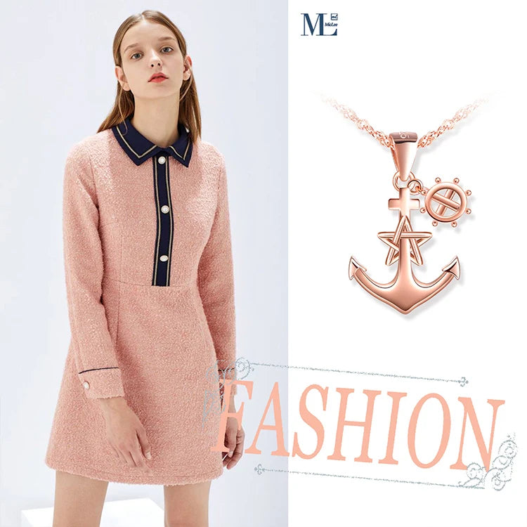 Collar Ancla Plata 925 - Colgante Náutico con Timón y Estrellas - Captains of the World