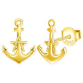 Pendientes de Plata 925 con Ancla y Estrella Chapados en Oro 18k - Joyería Náutica Premium