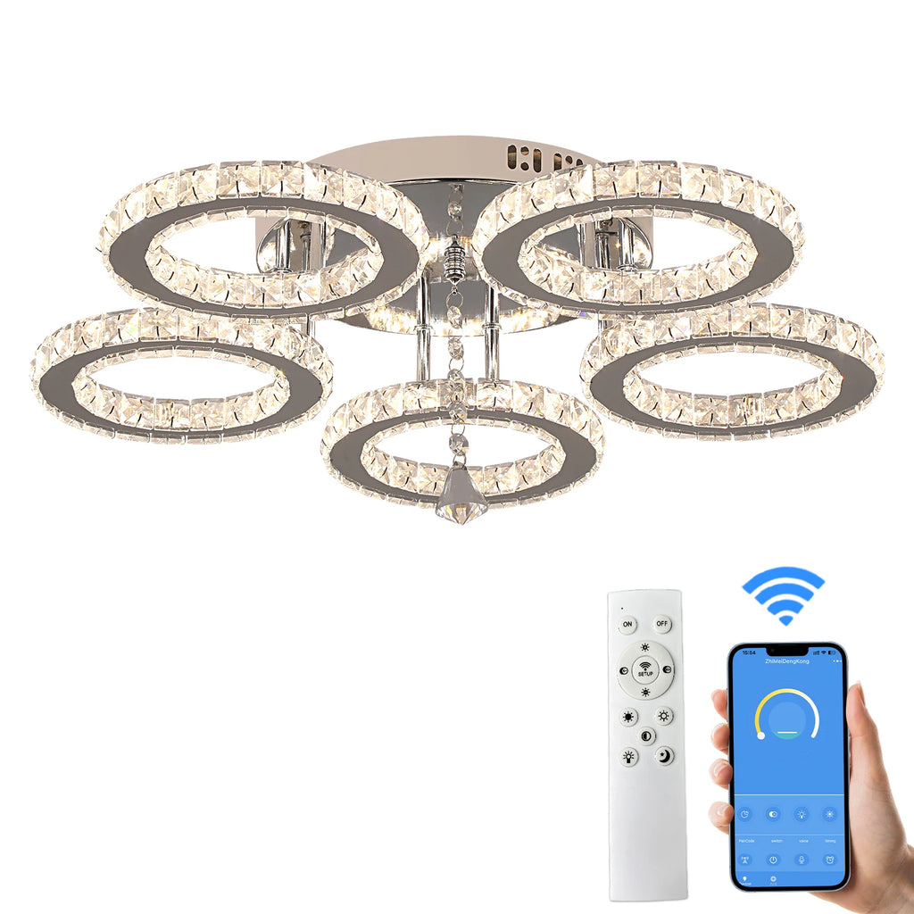 Lámpara de Techo LED de Cristal Redonda Premium - Control Inteligente App
