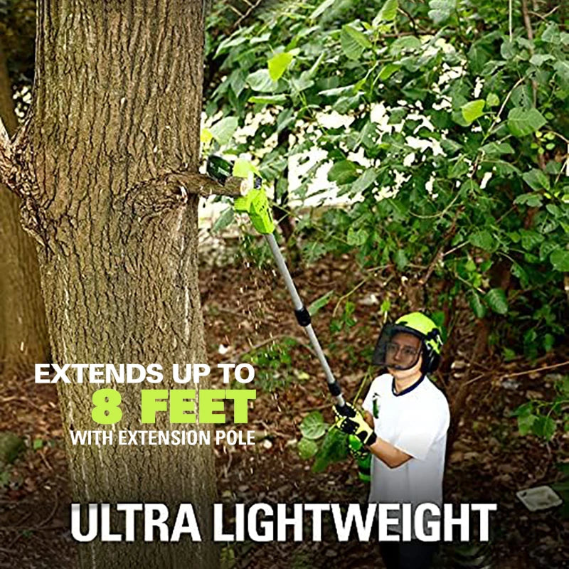 Greenworks 24V 2-en-1 Podadora de Altura + Cortasetos | Sierra 8" + Trimmer 51cm | Batería 2Ah + Cargador | Herramienta Telescópica