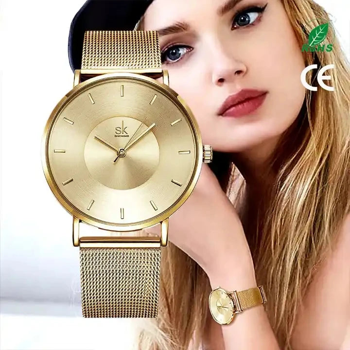 Set de Joyería Elegante para Mujer con Reloj de Cuarzo, Collar y Aretes - SHENGKE