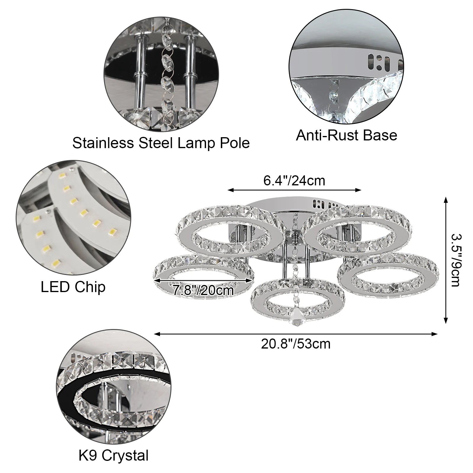 Lámpara de Techo LED de Cristal Redonda Premium - Control Inteligente App