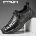 LETCOMFIT Zapatos de Cuero Genuino para Hombre - Mocasines Cómodos Hechos a Mano