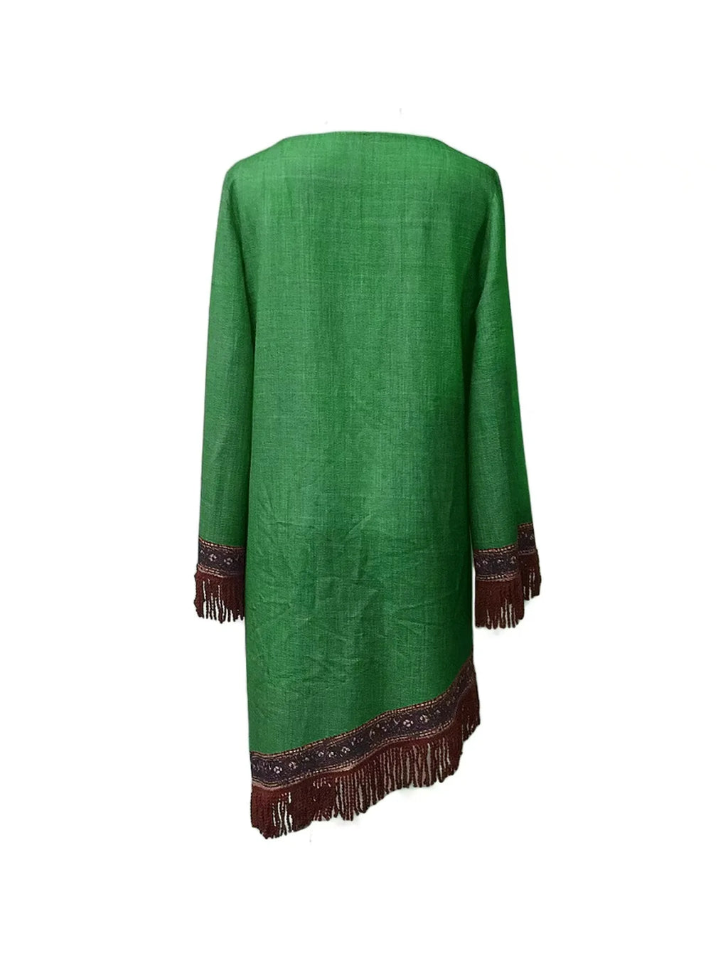 Vestido Bohemio Étnico con Flecos - Vestido Casual Manga Larga Estilo Hippie - Tallas S-XXXL