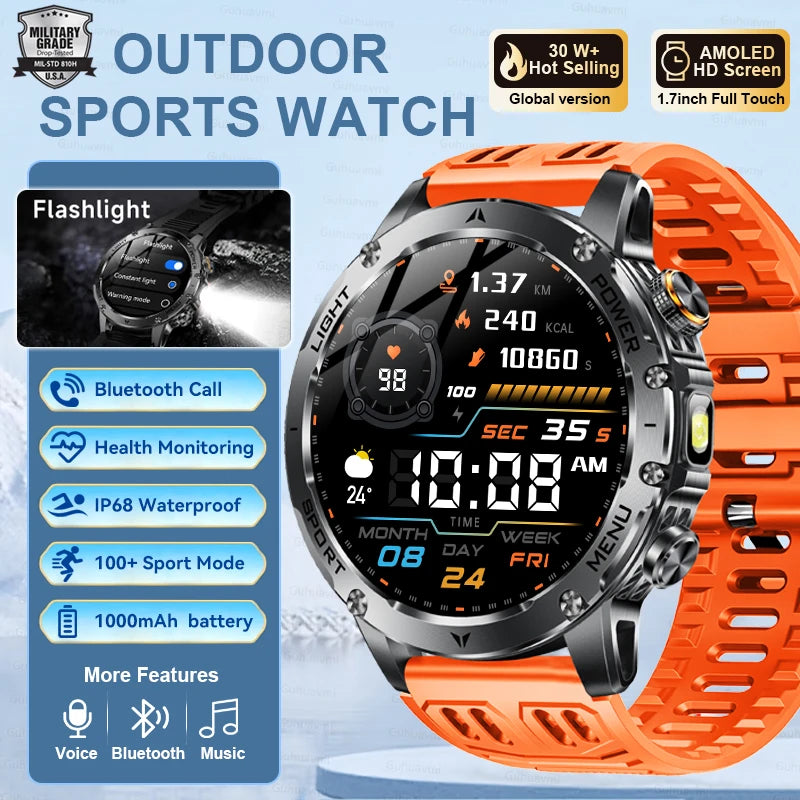 Reloj Smartwatch T-REX3 Deportivo GPS - Batería 1000mAh, 10ATM Impermeable, Linterna, Llamadas BT