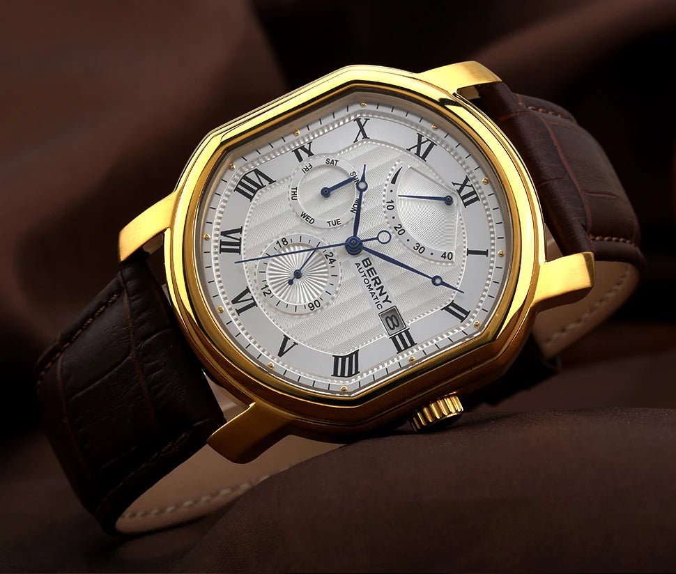 BERNY Reloj Mecánico Automático Hombre Miyota - Zafiro Resistente al Agua