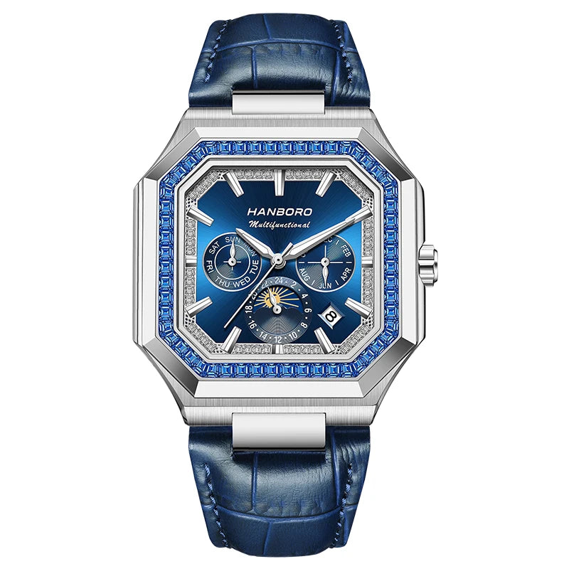 HANBORO Reloj Mecánico Automático Cuadrado Hombre 38mm - Zafiro 5ATM Shanghai