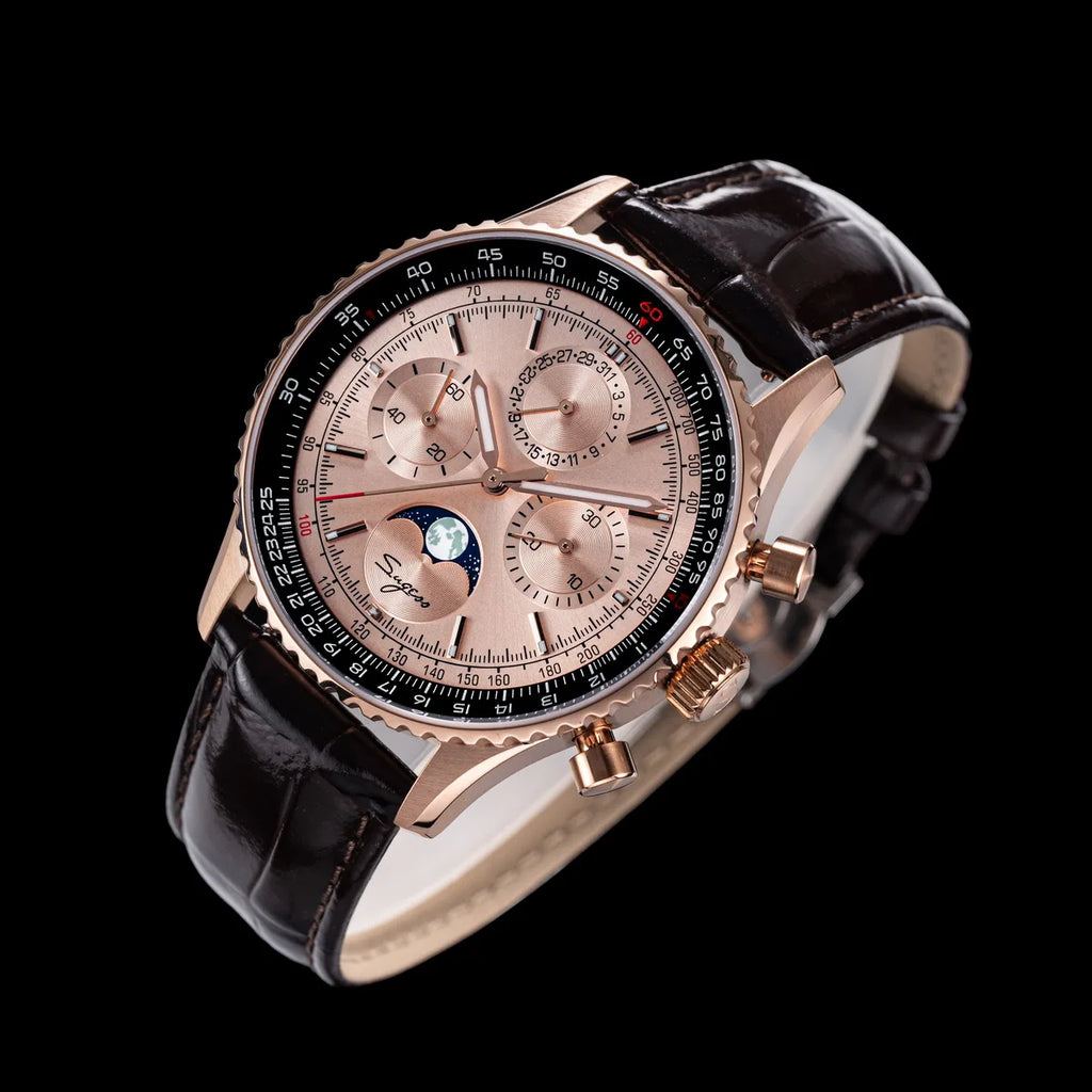 Reloj Sugess Cronógrafo Mecánico Moonphase Pilot - Movimiento ST1908 Tianjin
