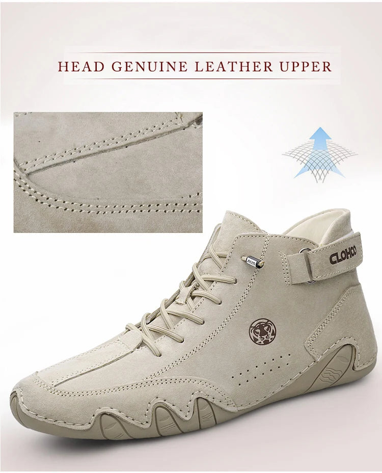 Zapatos de Piel Auténtica para Hombre - Botines Informales con Cordones 2025