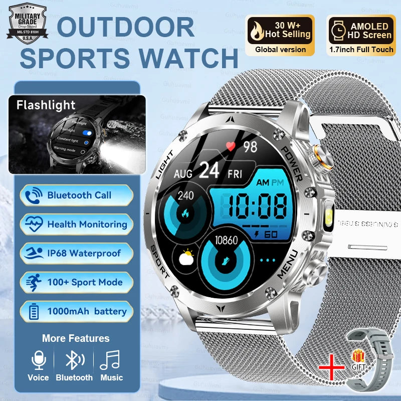 Reloj Smartwatch T-REX3 Deportivo GPS - Batería 1000mAh, 10ATM Impermeable, Linterna, Llamadas BT