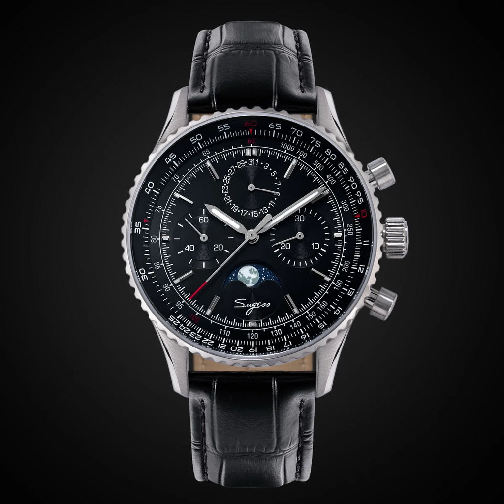 Reloj Sugess Cronógrafo Mecánico Moonphase Pilot - Movimiento ST1908 Tianjin