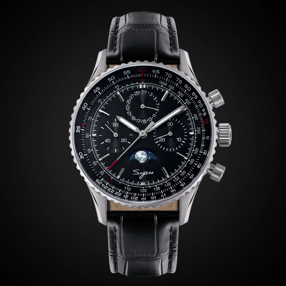 Reloj Sugess Cronógrafo Mecánico Moonphase Pilot - Movimiento ST1908 Tianjin