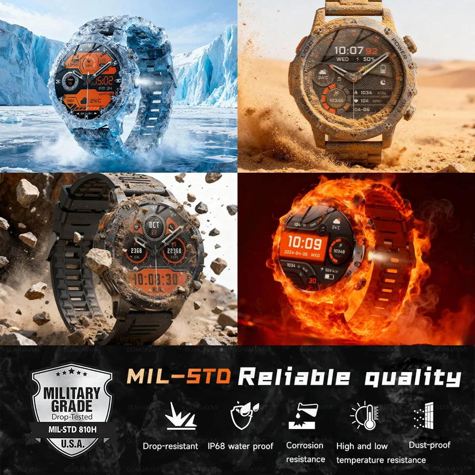 Reloj Smartwatch T-REX3 Deportivo GPS - Batería 1000mAh, 10ATM Impermeable, Linterna, Llamadas BT