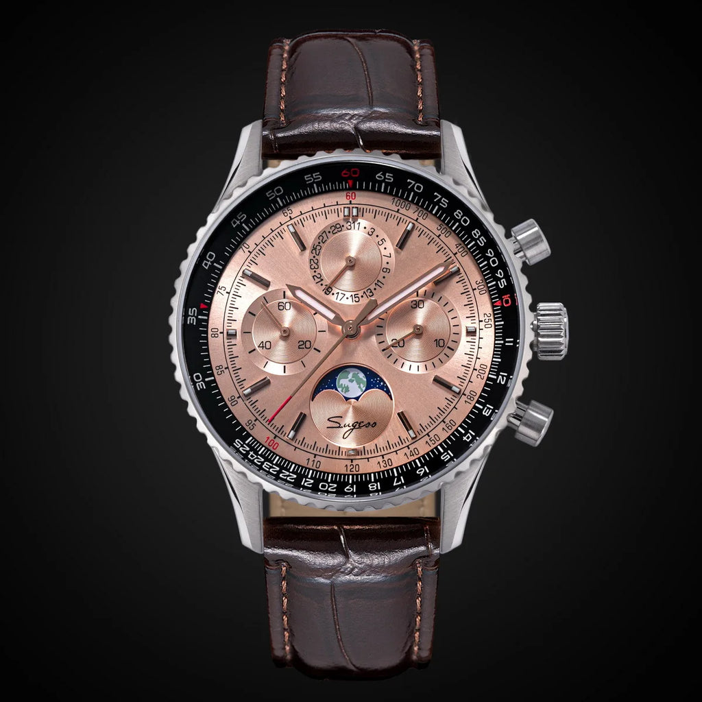 Reloj Sugess Cronógrafo Mecánico Moonphase Pilot - Movimiento ST1908 Tianjin