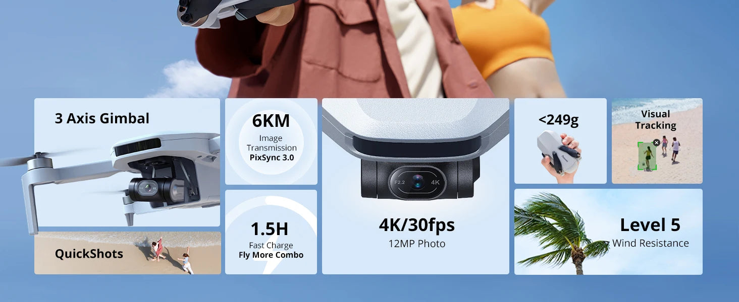 Dron Potensic ATOM C0 Mini 4K - Gimbal 3 Ejes, GPS 6km, Cámara Profesional, Brushless RC