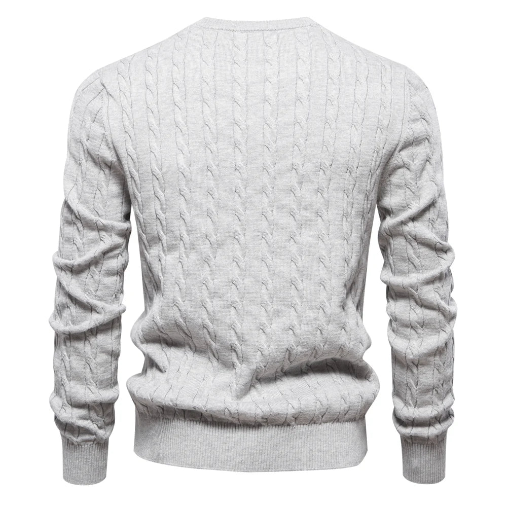 AIOPESON Jersey Premium Hombre - Pullover Algodón con Bordado Jirafa y Patrón Trenzado