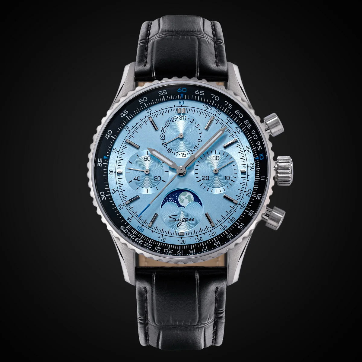 Reloj Sugess Cronógrafo Mecánico Moonphase Pilot - Movimiento ST1908 Tianjin