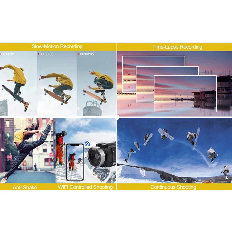 8K Videokamera 48MP mit 18x Zoom - HD Camcorder mit WIFI & 3" Touchscreen