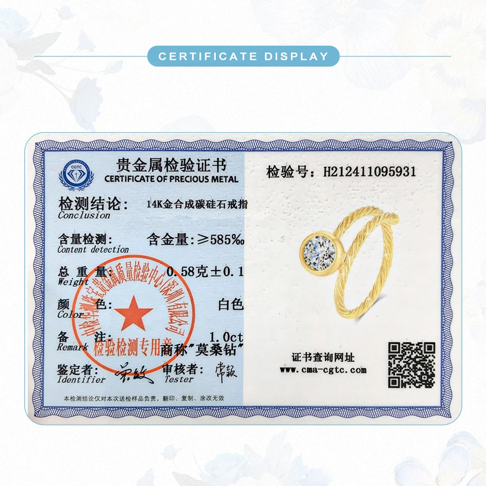 Anillo de Oro 14K con Moissanita 1ct - Diseño Trenzado Elegante