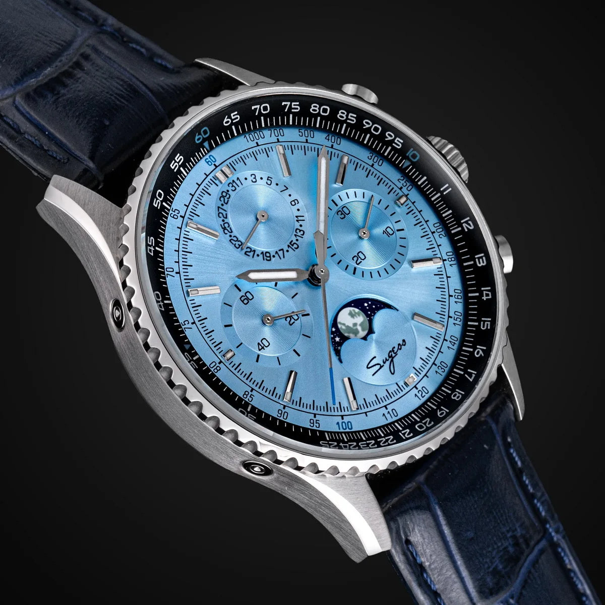 Reloj Sugess Cronógrafo Mecánico Moonphase Pilot - Movimiento ST1908 Tianjin