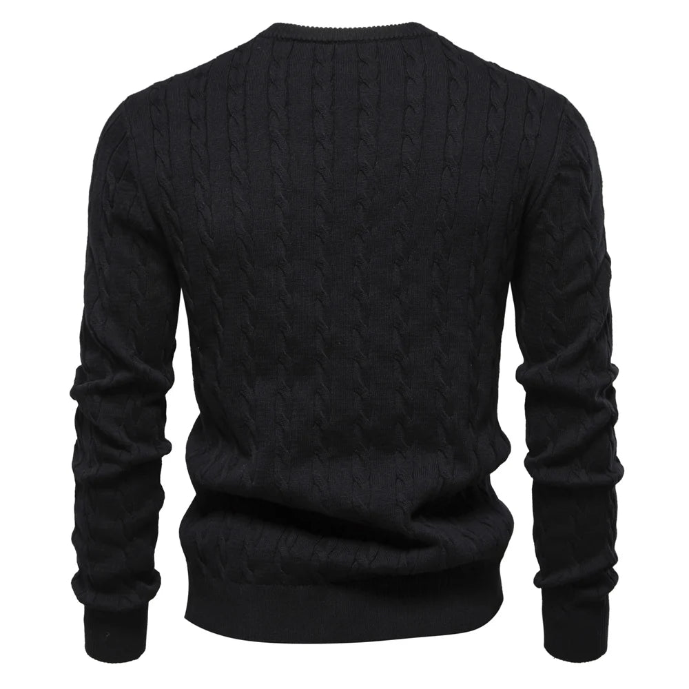 AIOPESON Jersey Premium Hombre - Pullover Algodón con Bordado Jirafa y Patrón Trenzado
