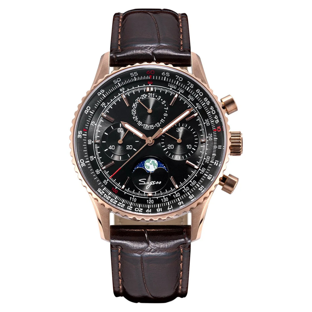 Reloj Sugess Cronógrafo Mecánico Moonphase Pilot - Movimiento ST1908 Tianjin