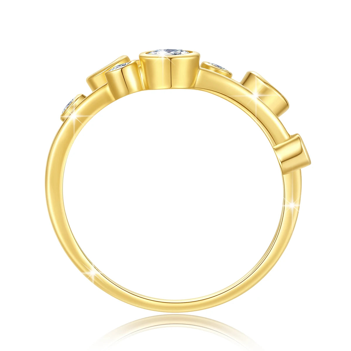Anillo de Diseñador Oro 14K (AU585) con Moissanita - Joyería de Lujo para Mujer Compromiso Aniversario