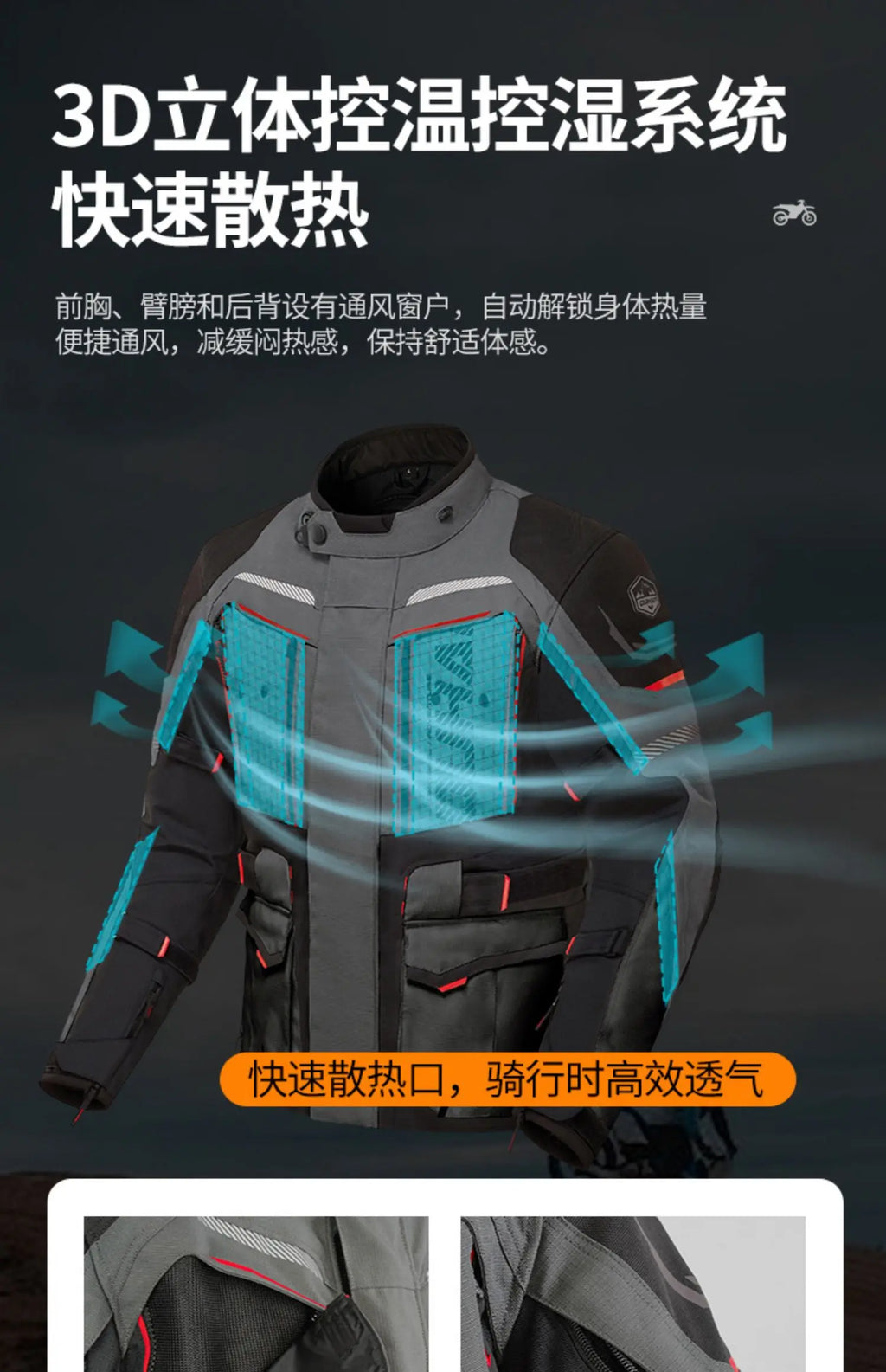 Traje Moto DUHAN Impermeable - Chaqueta Invierno Motocross Hombre 4 Estaciones