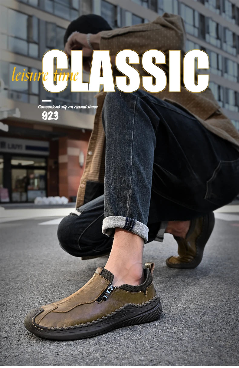 LETCOMFIT Zapatos de Cuero Genuino para Hombre - Mocasines Cómodos Hechos a Mano