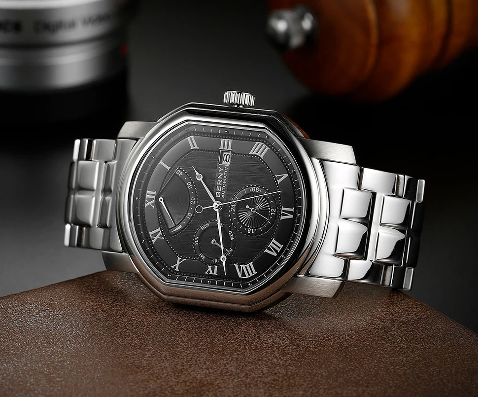 BERNY Reloj Mecánico Automático Hombre Miyota - Zafiro Resistente al Agua