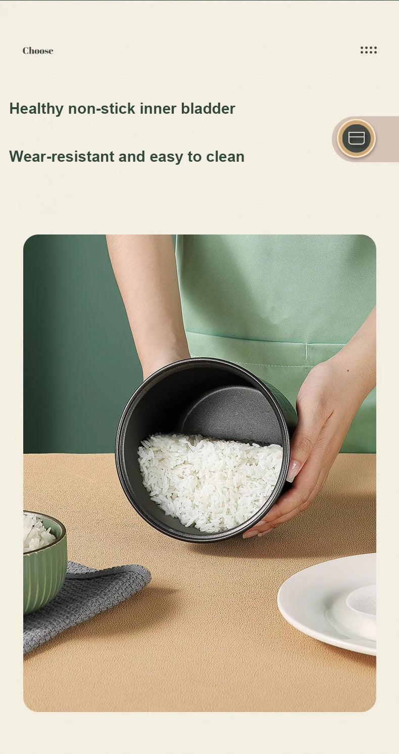 Mini Arrocera Eléctrica Automática 1.2L - Cocina para 1-2 Personas con Vaporera