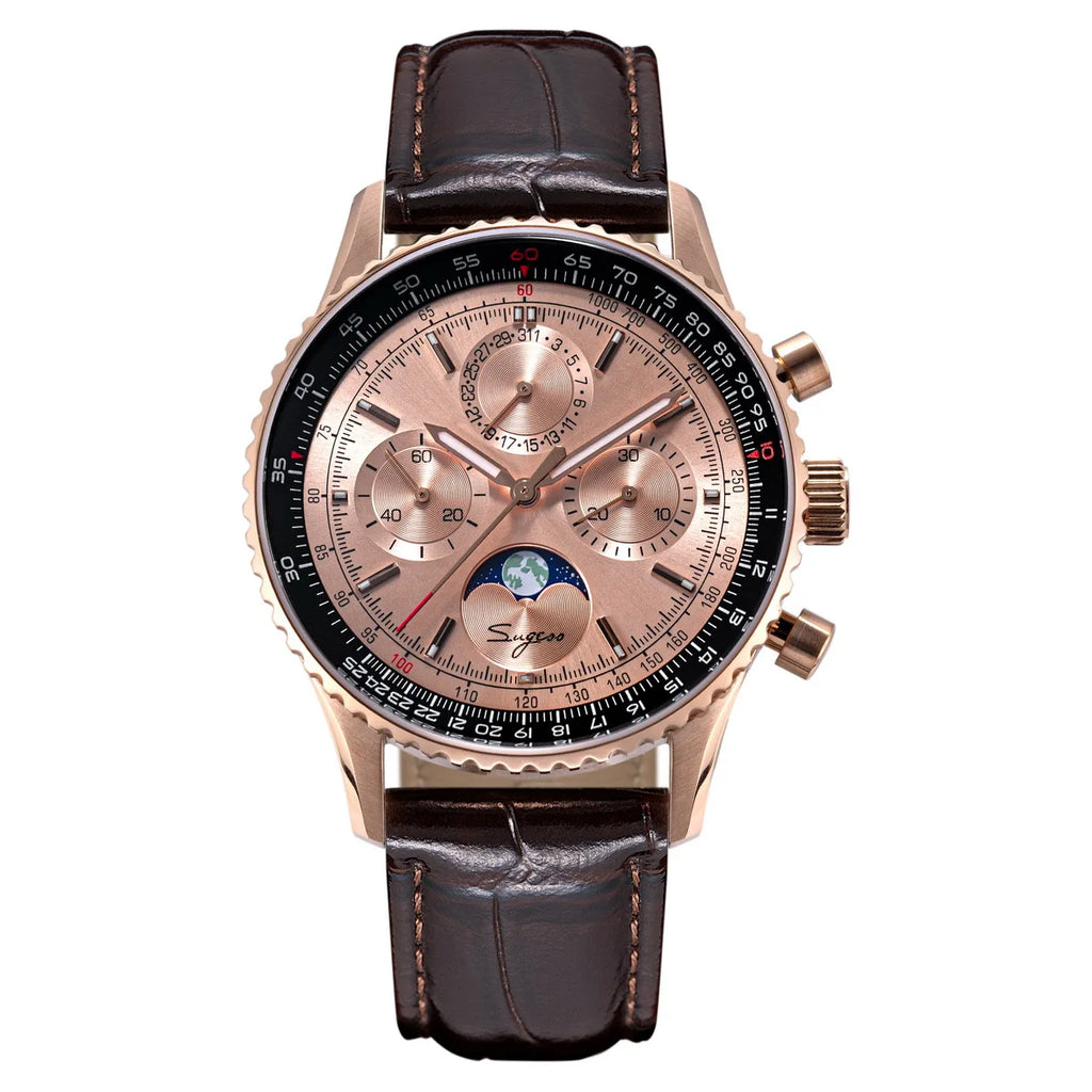 Reloj Sugess Cronógrafo Mecánico Moonphase Pilot - Movimiento ST1908 Tianjin