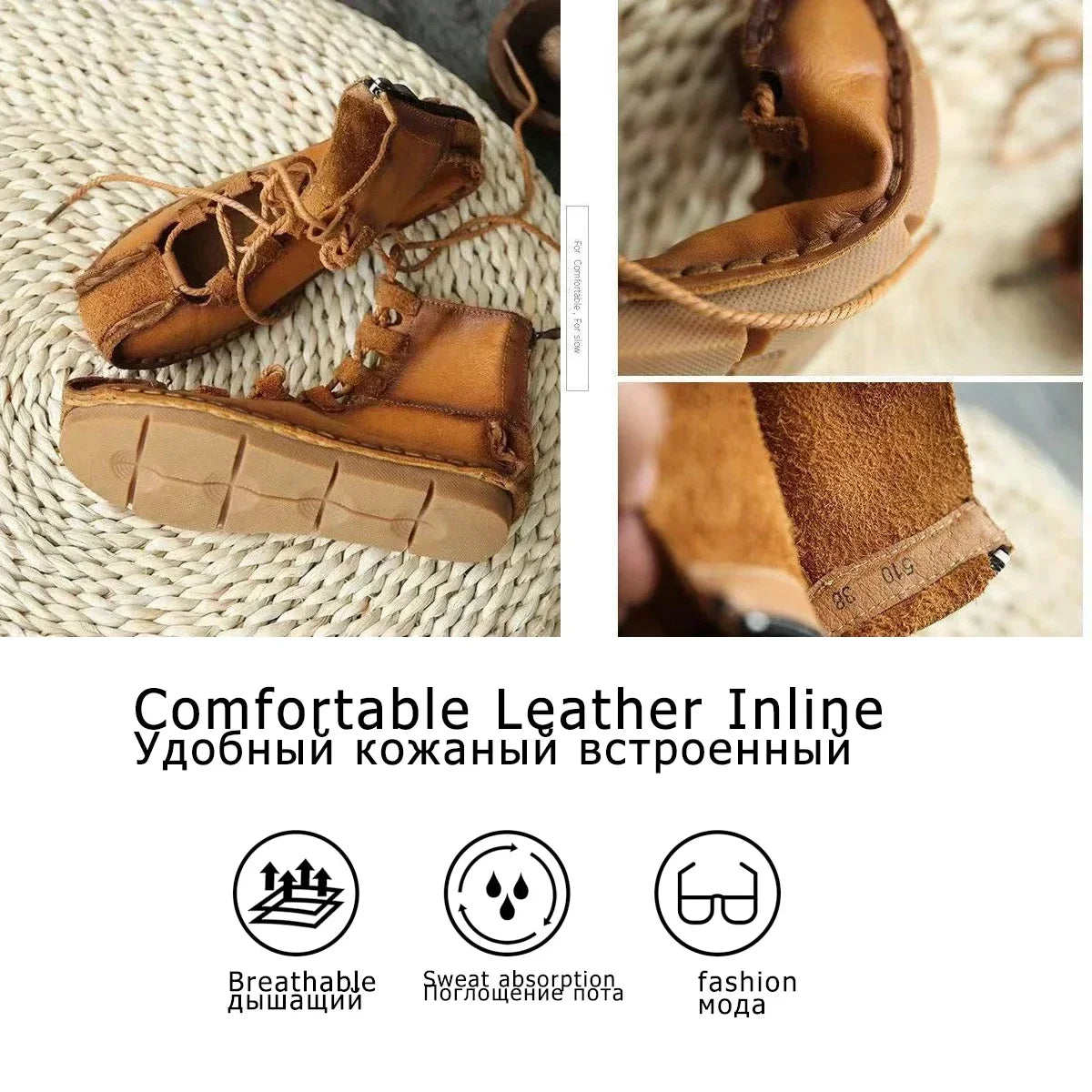 Mocasines Winnetou Mujer - Cuero Genuino Estilo Indio Planos Confort