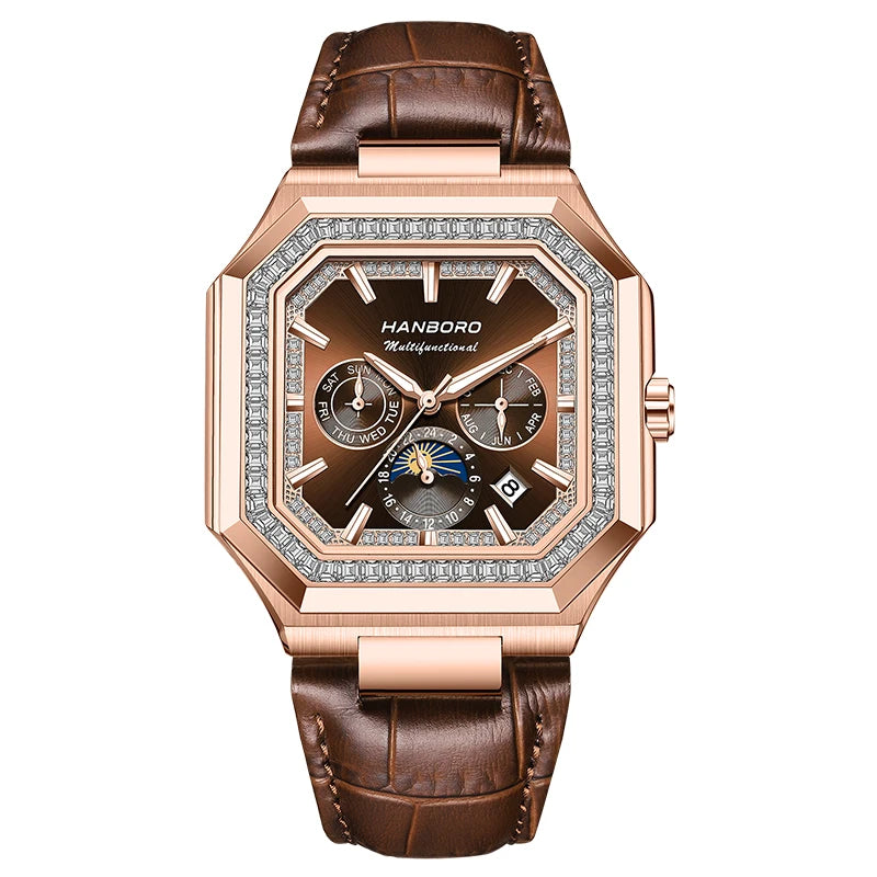 HANBORO Reloj Mecánico Automático Cuadrado Hombre 38mm - Zafiro 5ATM Shanghai