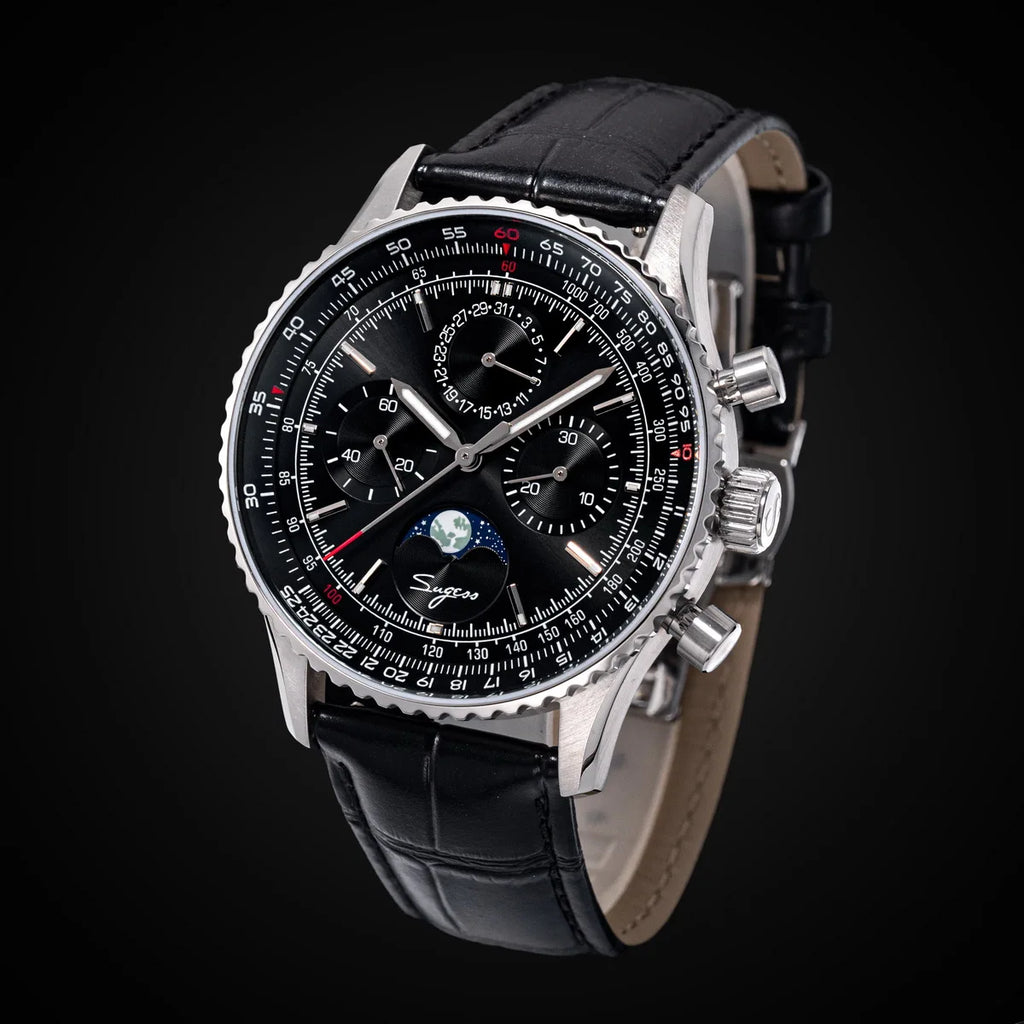 Reloj Sugess Cronógrafo Mecánico Moonphase Pilot - Movimiento ST1908 Tianjin