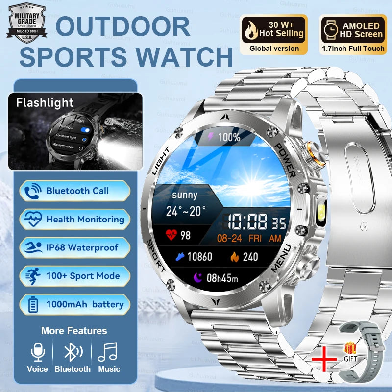 Reloj Smartwatch T-REX3 Deportivo GPS - Batería 1000mAh, 10ATM Impermeable, Linterna, Llamadas BT