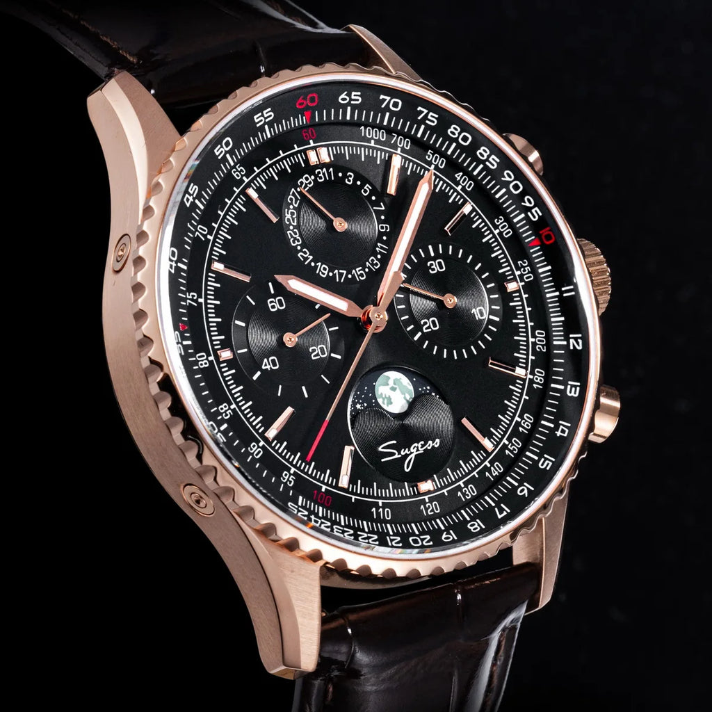 Reloj Sugess Cronógrafo Mecánico Moonphase Pilot - Movimiento ST1908 Tianjin