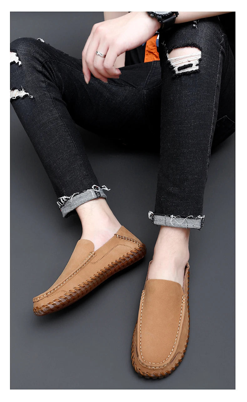 Zapatos de Cuero Genuino para Hombre - Mocasines Transpirables de Conducción