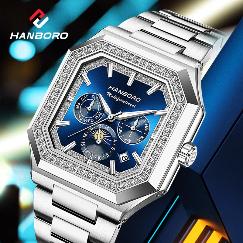 Reloj Mecánico Automático HANBORO Cuadrado Hombre - Multifuncional Lujo Tendencia