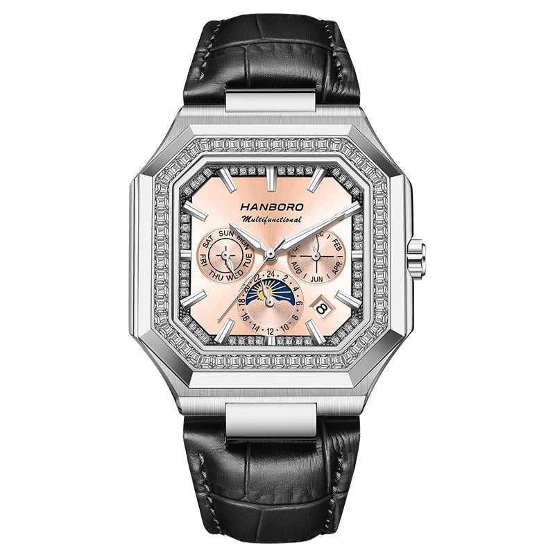 HANBORO Reloj Mecánico Automático Cuadrado Hombre 38mm - Zafiro 5ATM Shanghai