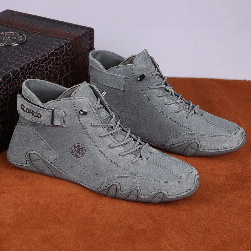 Zapatos de Piel Auténtica para Hombre - Botines Informales con Cordones 2025