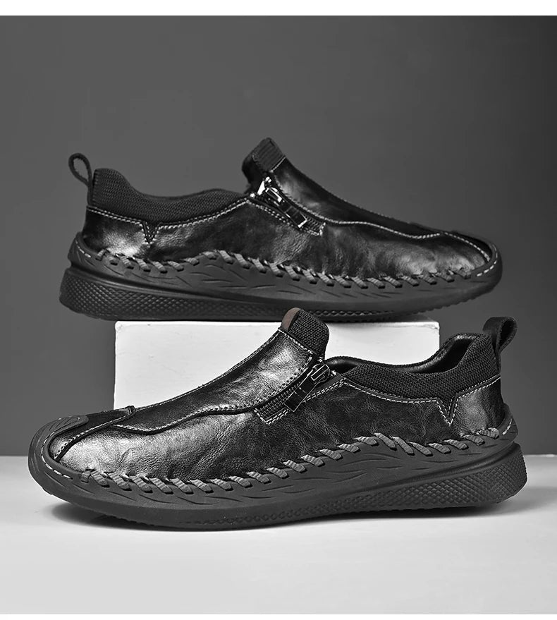 LETCOMFIT Zapatos de Cuero Genuino para Hombre - Mocasines Cómodos Hechos a Mano