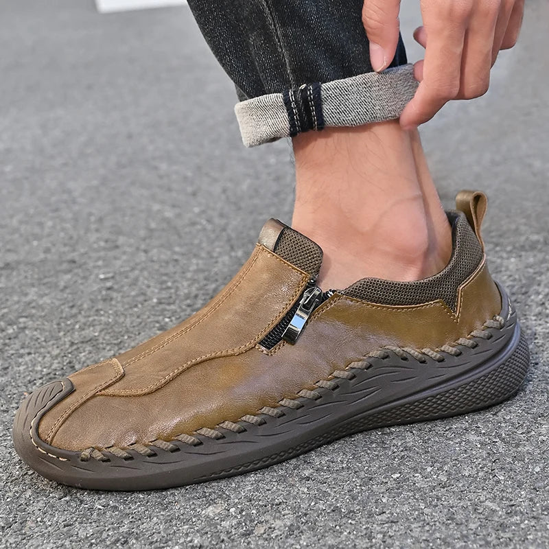 LETCOMFIT Zapatos de Cuero Genuino para Hombre - Mocasines Cómodos Hechos a Mano