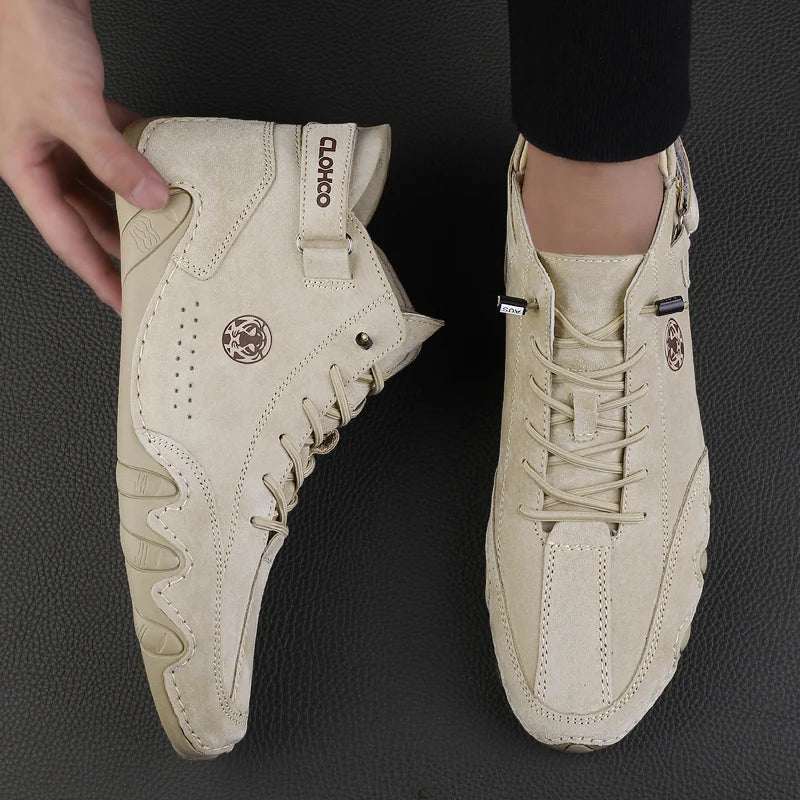 Zapatos de Piel Auténtica para Hombre - Botines Informales con Cordones 2025