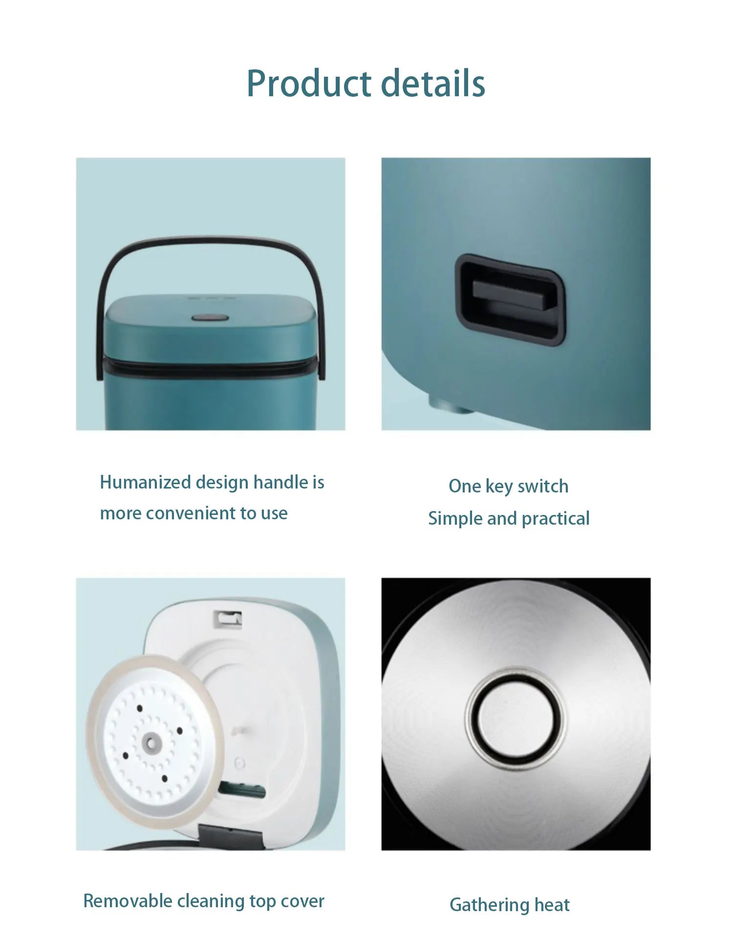 Mini Arrocera Eléctrica Automática 1.2L - Cocina para 1-2 Personas con Vaporera