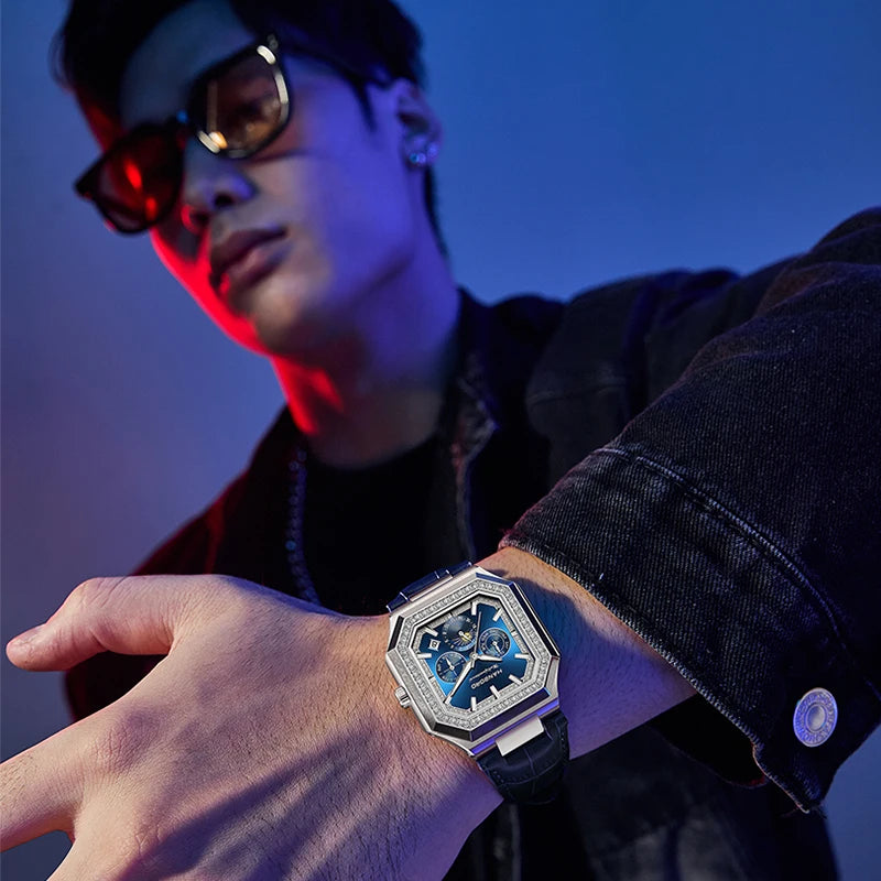 Reloj Mecánico Automático HANBORO Cuadrado Hombre - Multifuncional Lujo Tendencia